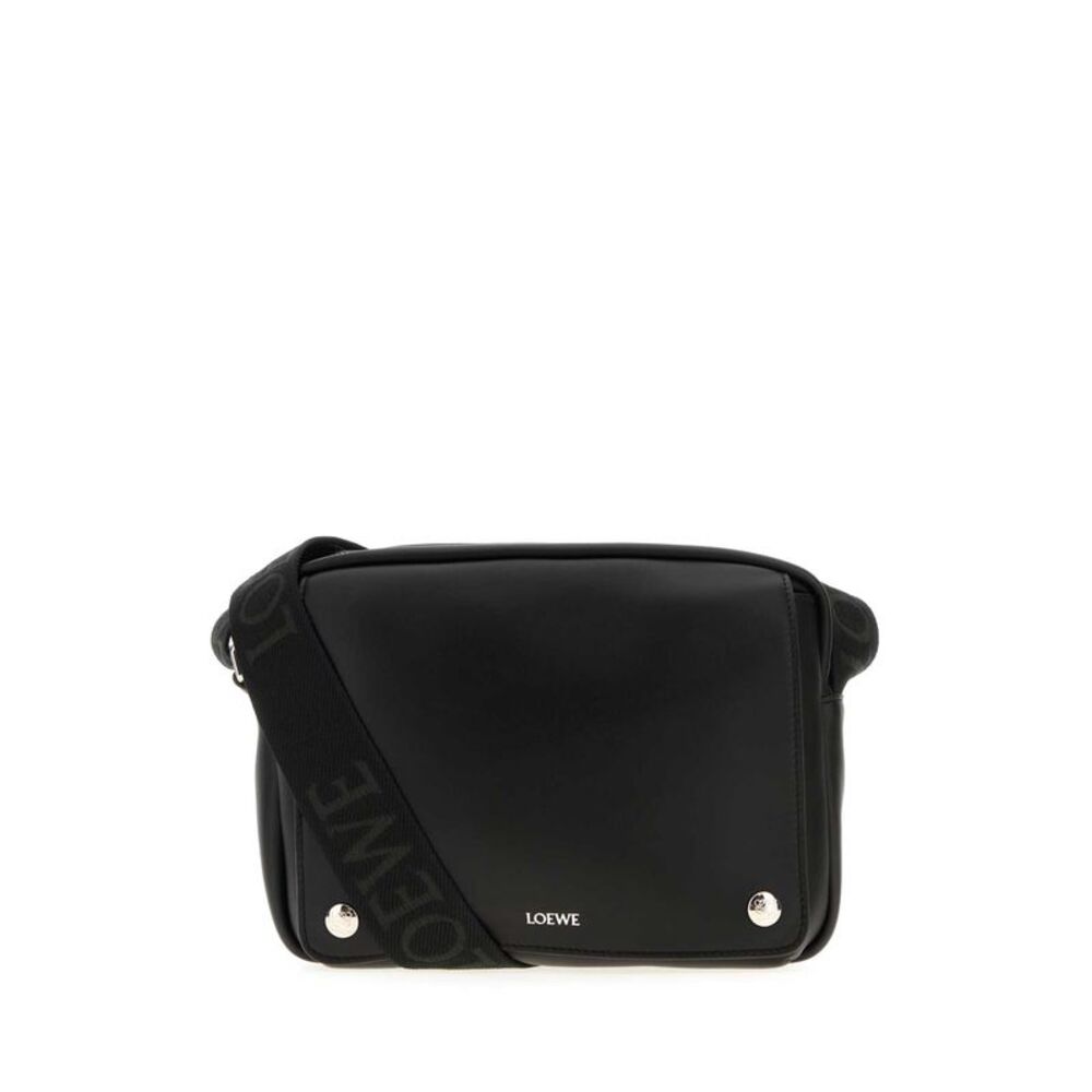 Loewe Men Black Leather Medium Messenger Crossbody Bag